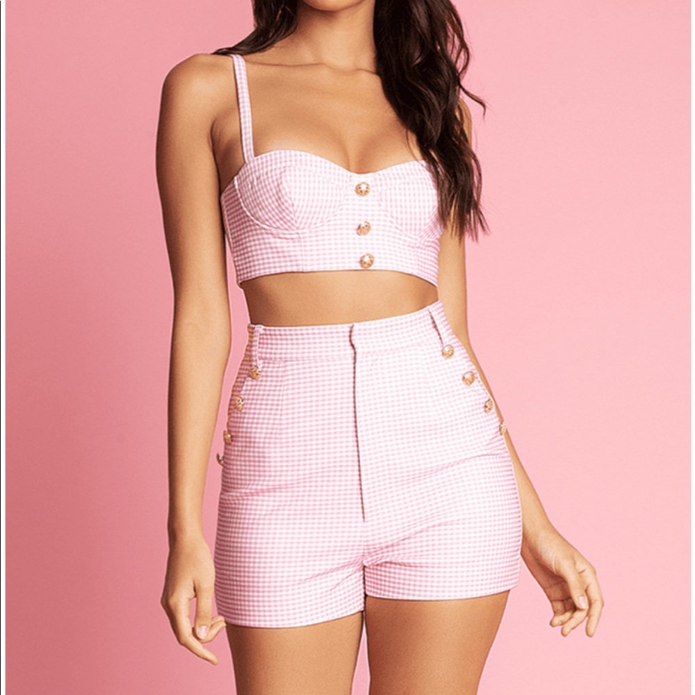 Meshki -Kelly gingham bustier tip and shorts